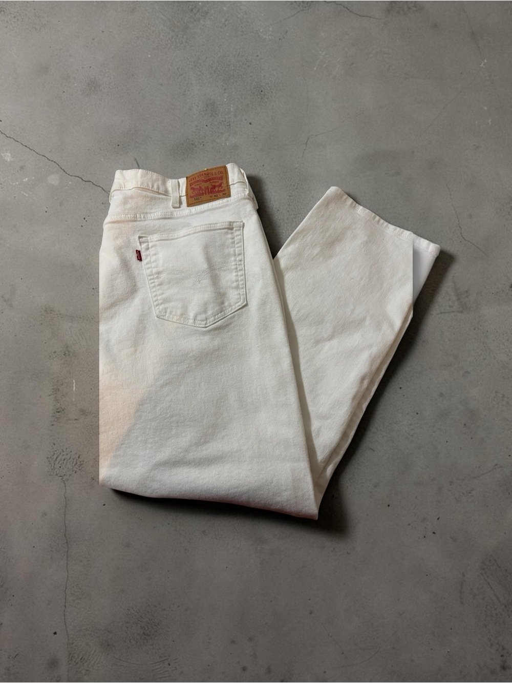 Levi's White Straight-Leg Jeans with Leather Patch